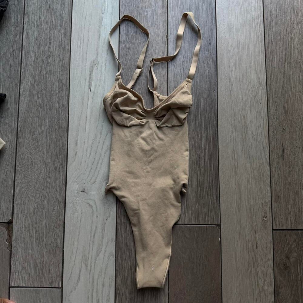 Skims sculpting thong bodysuit beige